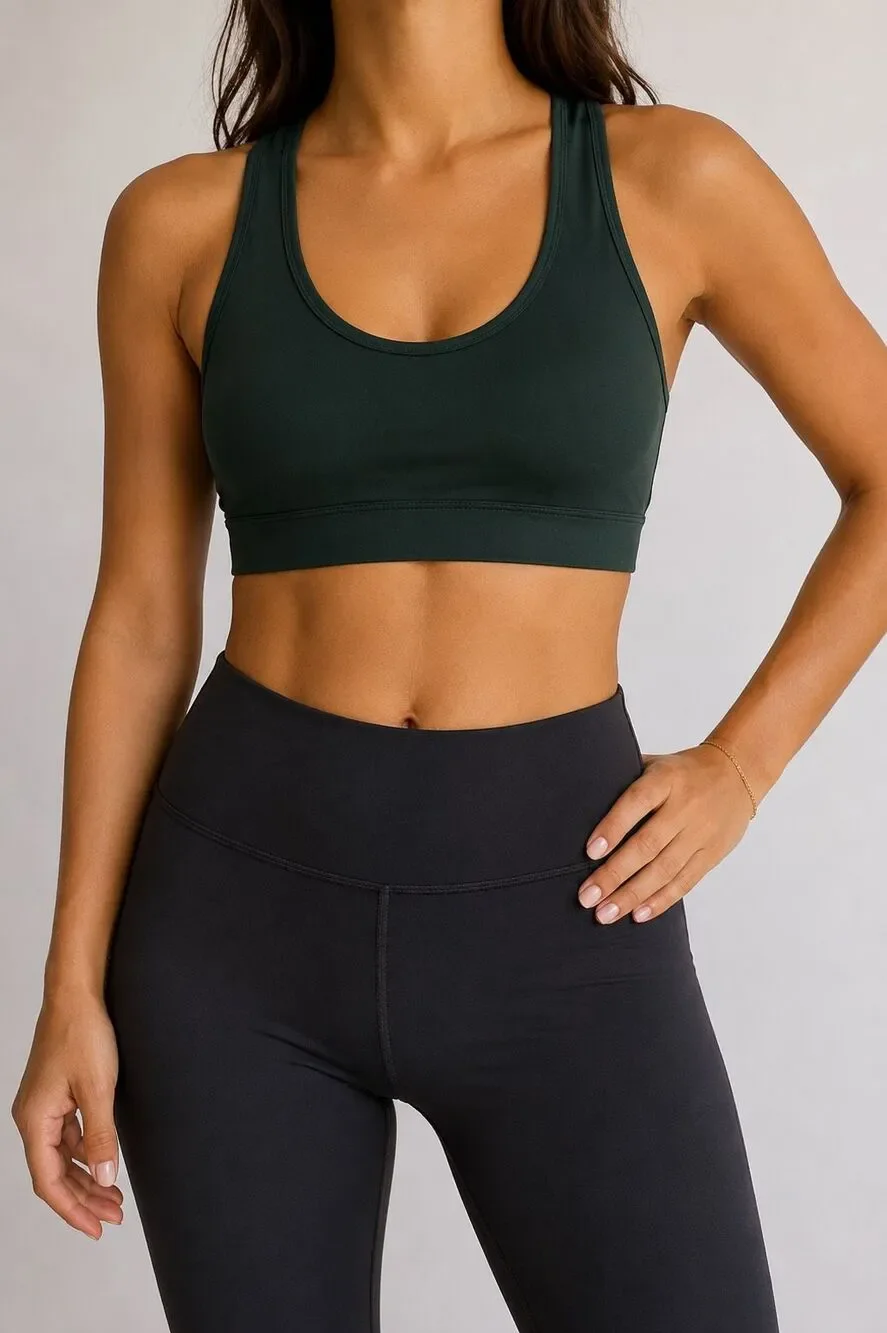 OFFLINE by Aerie Real Me Xtra Sports Bra L Dark Green Scoop Neck Yoga